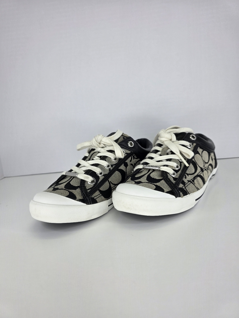 Y2K COACH Women's Francesca C Signature Logo Black Gray Sneakers Size 7.5B - Picture 3 of 16